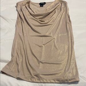 Peck & Peck Shimmering Gold Cowl Neck Top